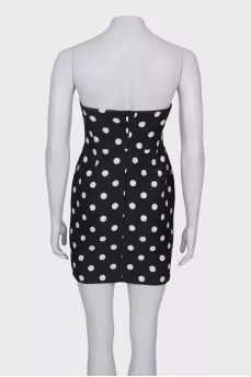 Bandeau dress in print with tag