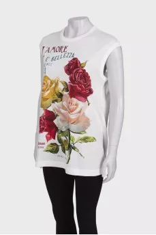 Long t-shirt with tag print
