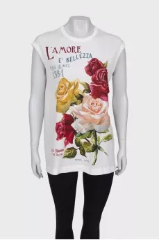 Long t-shirt with tag print