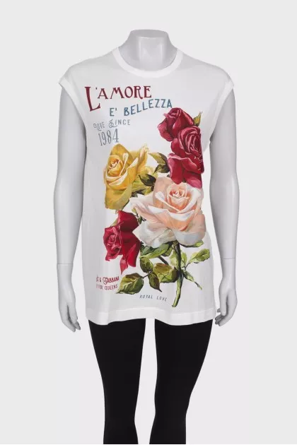 Long t-shirt with tag print