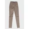 Beige leather leggings