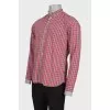 Men's green-pink plaid shirt