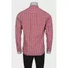 Men's green-pink plaid shirt