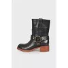 Leather boots with wooden soles