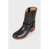 Leather boots with wooden soles