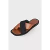 Leather slippers with textiles