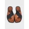 Leather slippers with textiles