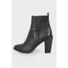 Leather booties with textile 