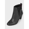 Leather booties with textile 
