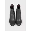 Leather booties with textile 