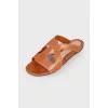 Light brown leather slippers