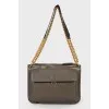 Dark olive leather combo bag