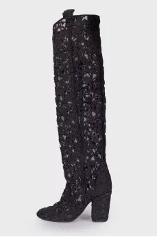 Lace textile boots