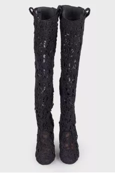 Lace textile boots