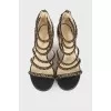 Leather sandals with gold chains