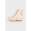 Beige combo boots