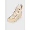 Beige combo boots