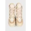 Beige combo boots