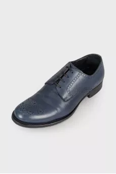 Men's blue perforated shoes
