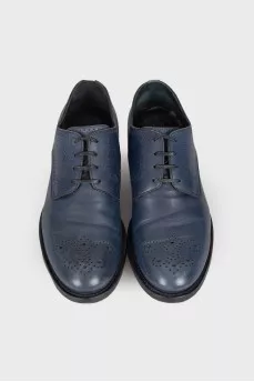 Men's blue perforated shoes