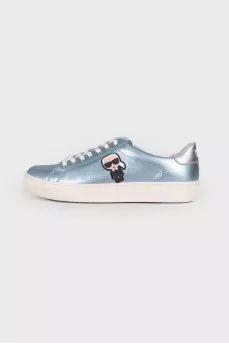 Blue sneakers with glitter soles