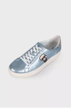 Blue sneakers with glitter soles