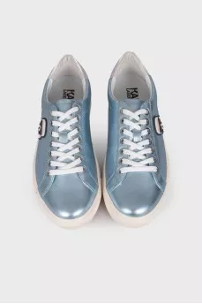 Blue sneakers with glitter soles
