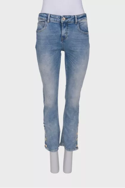Blue jeans with press studs