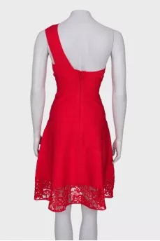 Red one-shoulder bandage dress