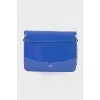 Patent blue shoulder bag