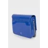 Patent blue shoulder bag