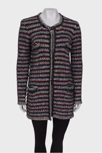 Knitted combo cardigan with pockets
