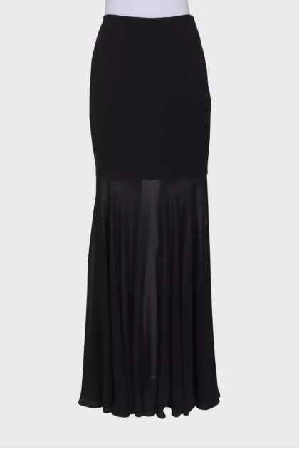 Silk black maxi skirt