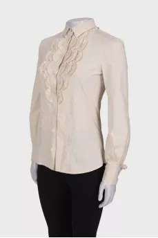 Light beige blouse with ruffles
