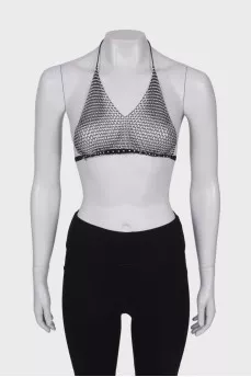 Mesh top with rhinestones
