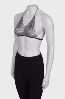 Mesh top with rhinestones