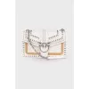 White leather bag with rhinestones