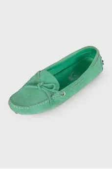 Green suede loafers