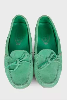 Green suede loafers