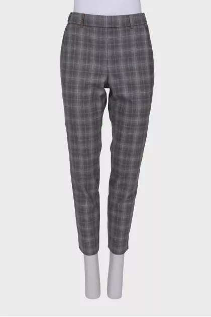 Checked wool trousers