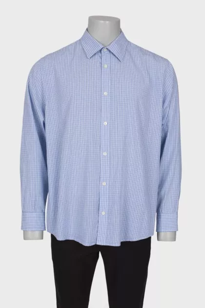 Men's blue checked shirt