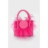 Pink mini bag with feathers