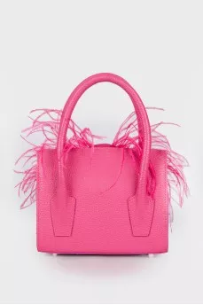 Pink mini bag with feathers