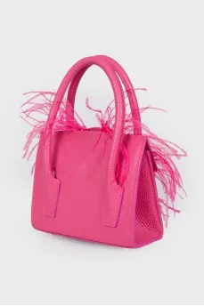 Pink mini bag with feathers
