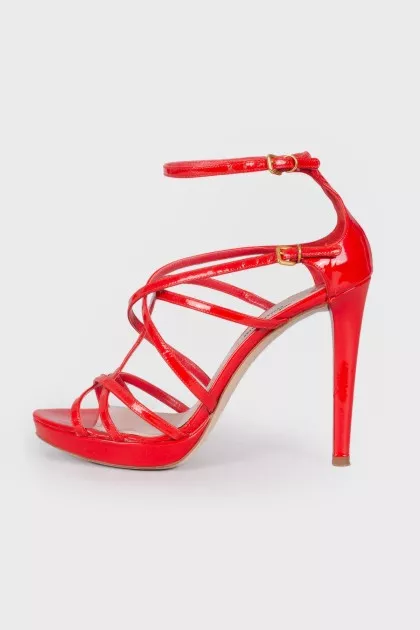 Patent sandals and red