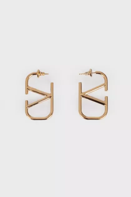Gold tone logo earrings