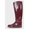 Maroon rubber boots