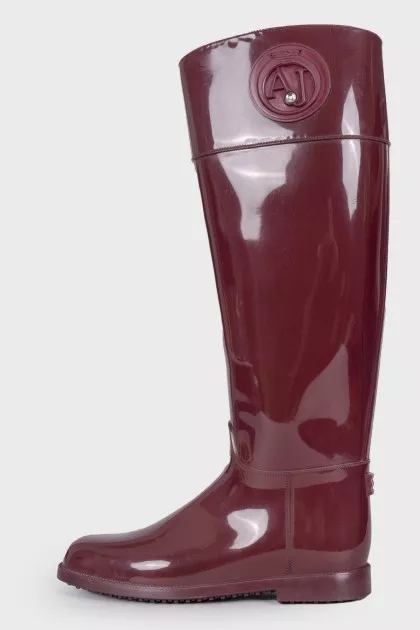 Maroon rubber boots