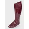 Maroon rubber boots
