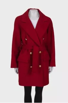 Double-breasted wool coat